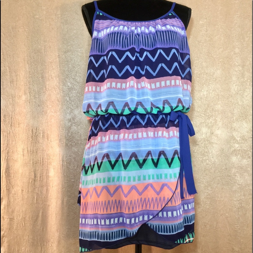 💙Stylebook spaghetti strap high low print sundress
